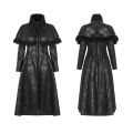 PUNK RAVE WY-1204XCF winter bodycon warm plus size women coated gothic embroidered fur black long cape coat